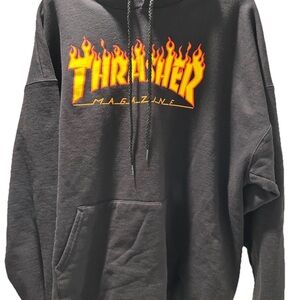 Thrasher black Hoodie with Flame Logo
